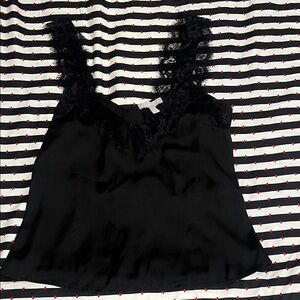 Elegant Black Lace Trim Women's Top